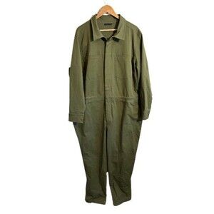 Universal Standard Jumpsuit L 22-24 Army Green Long Sleeve Stretch Belted Flight